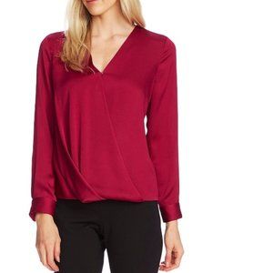 Vince Camuto Wrap-Front Satin Top - Size Small